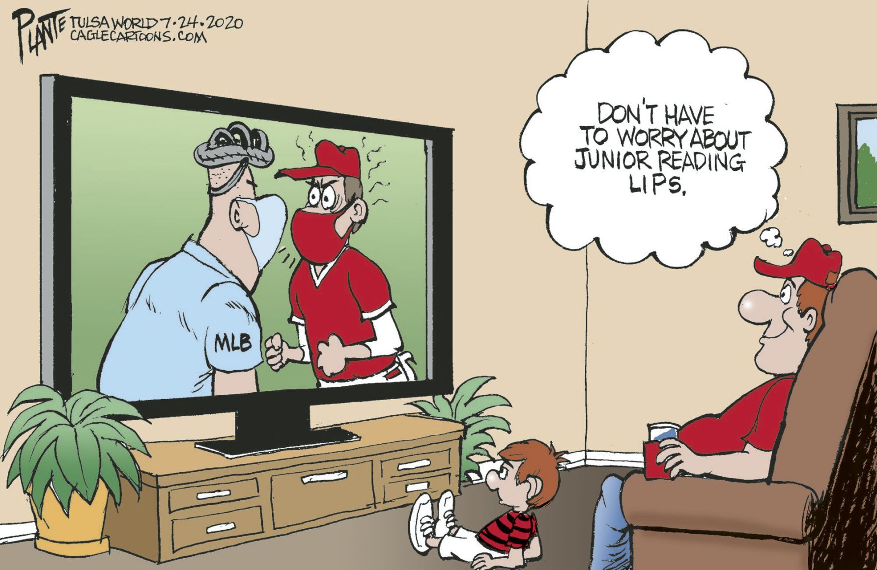 Bruce Plante Cartoon: Masks in baseball